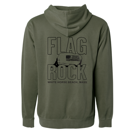 Flag Rock Hoodie - Unisex (Army Green)