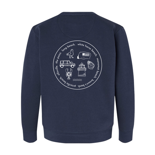 Iconic Local Youth Crewneck - Navy + White