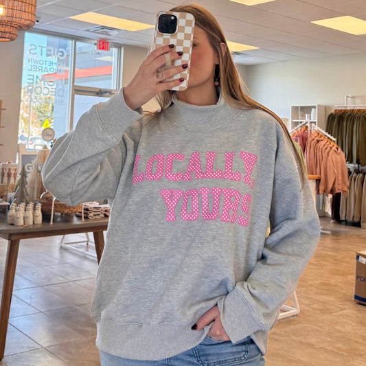 Yours, Truly - Locally, Yours Mockneck - Pink Polka
