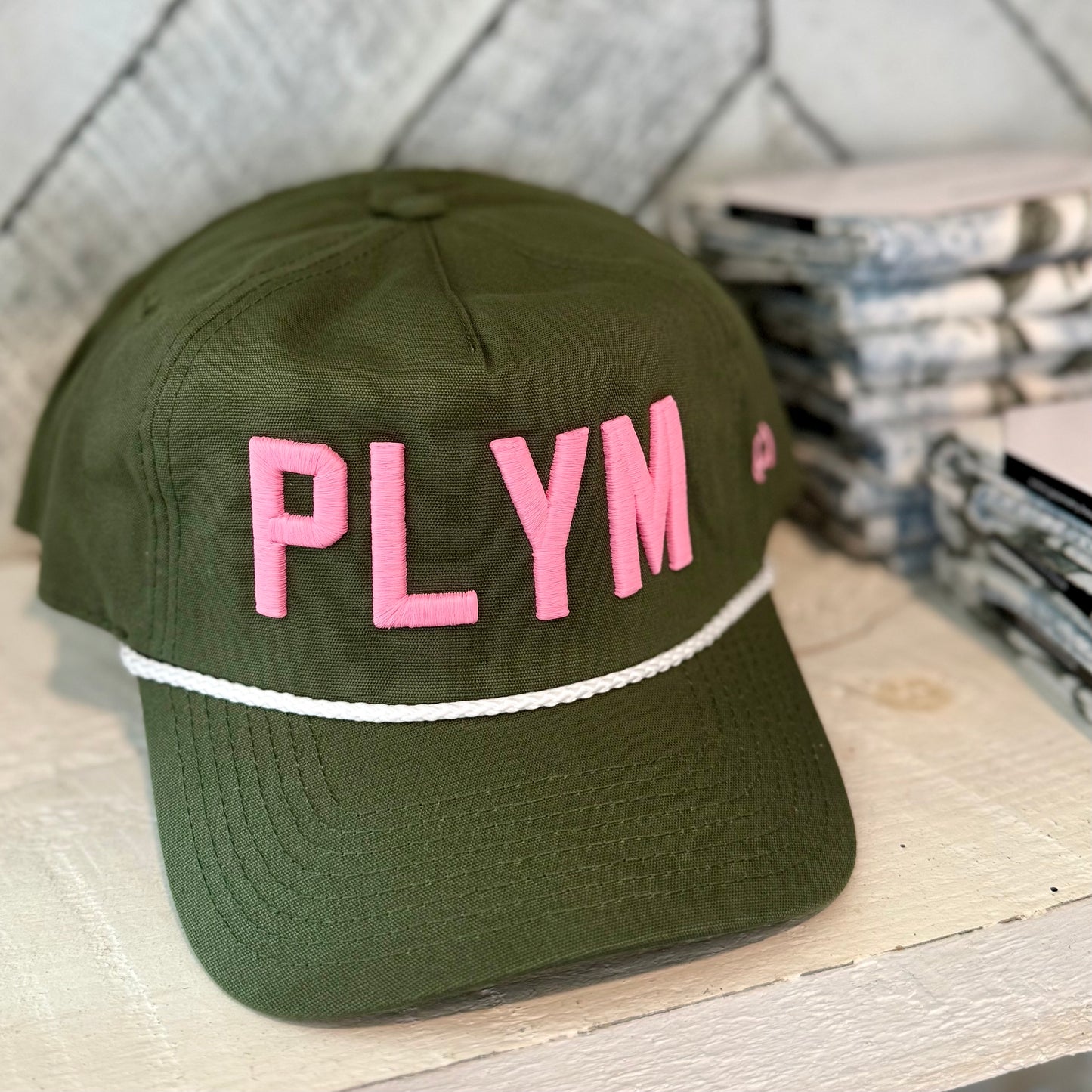 PLYM Unstructured Rope Hat - Olive/Pink