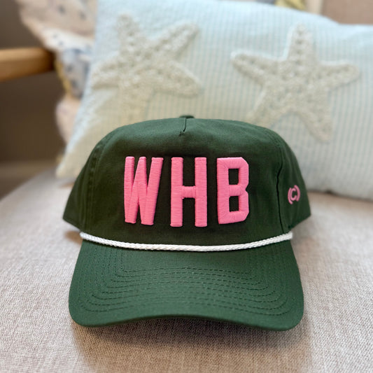WHB Unstructured Rope Hat - Olive/Pink