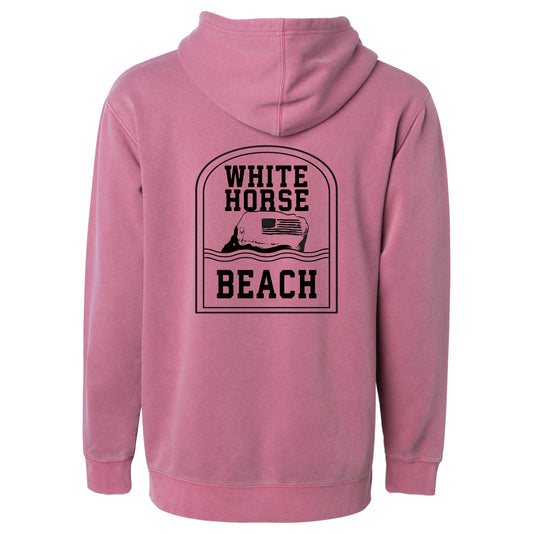 Maroon White Horse Beach Flag Rock Hoodie - Unisex