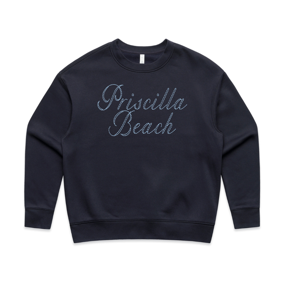 Stitched Priscilla Beach Womens Crew - Ink Blue