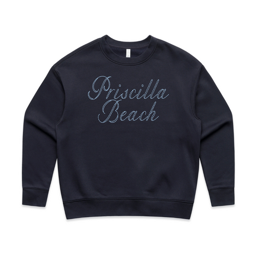 Stitched Priscilla Beach Womens Crew - Ink Blue