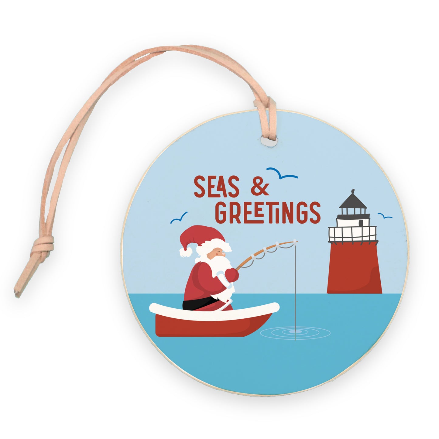 Santa Fishing at Bug Light Ornament