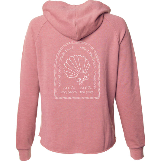 Women's Beachy Scallop Zip Up - Dusty Rose