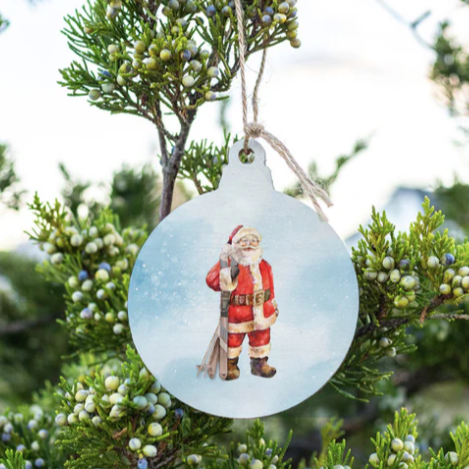 Vintage Ski Santa Bulb Ornament