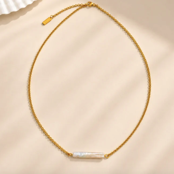 Halo Pearl Bar Necklace