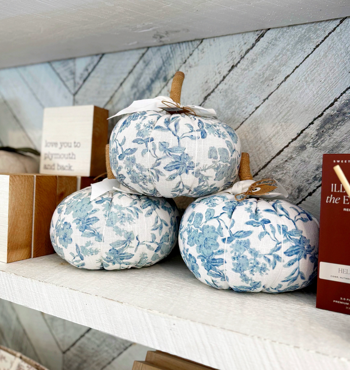 Blue Topiary Fabric Pumpkin