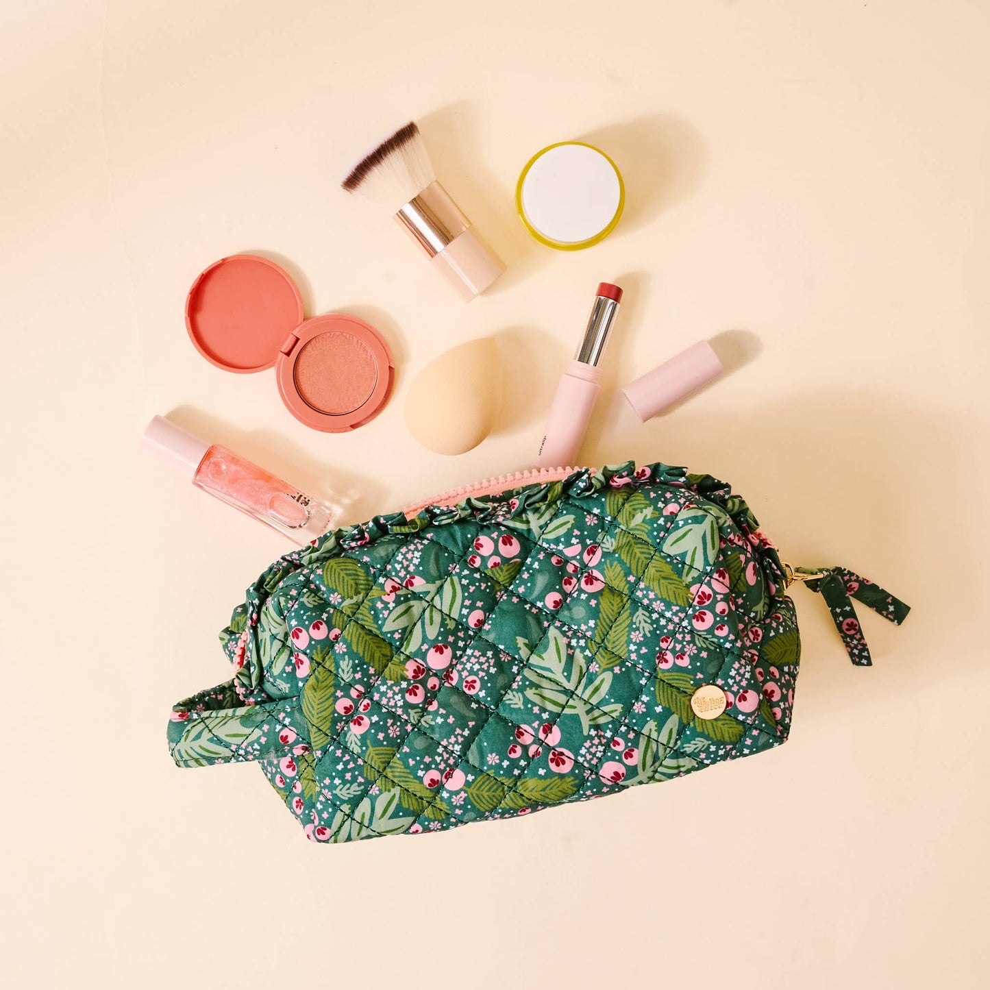 Quilted Cosmetic Pouch-Jolly Sprig