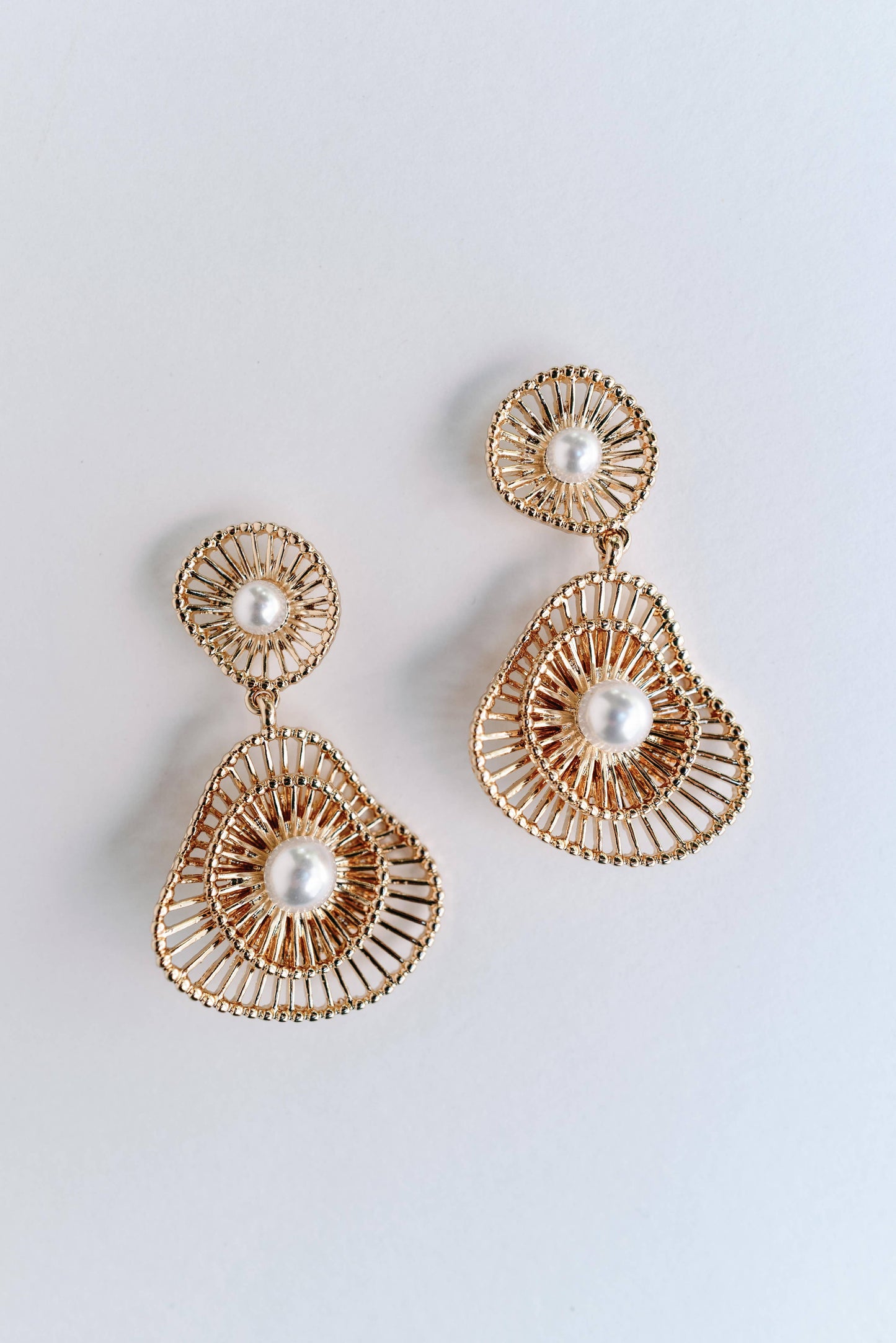 Gold Seaside Pearl Drop Statement Earrings