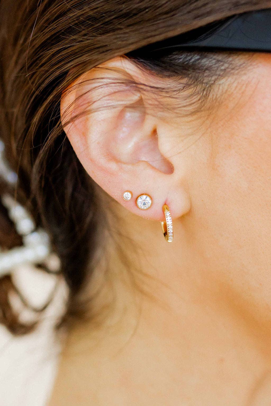 Screwback Stud Earrings - Cooper Clear Gold