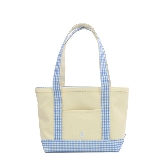 Mini Tote - Coated Canvas w/ Gingham Sky Trim