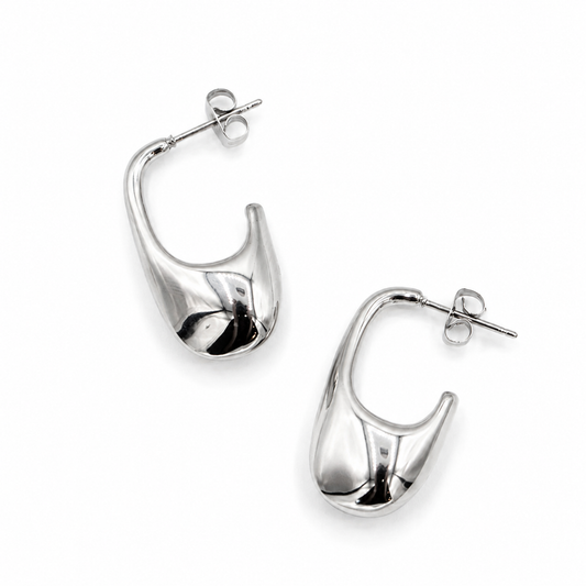 Open Oval Silver Earrings