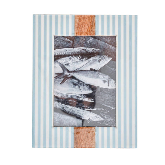 5x7 Cabana Stripe Photo Frame - Light Blue