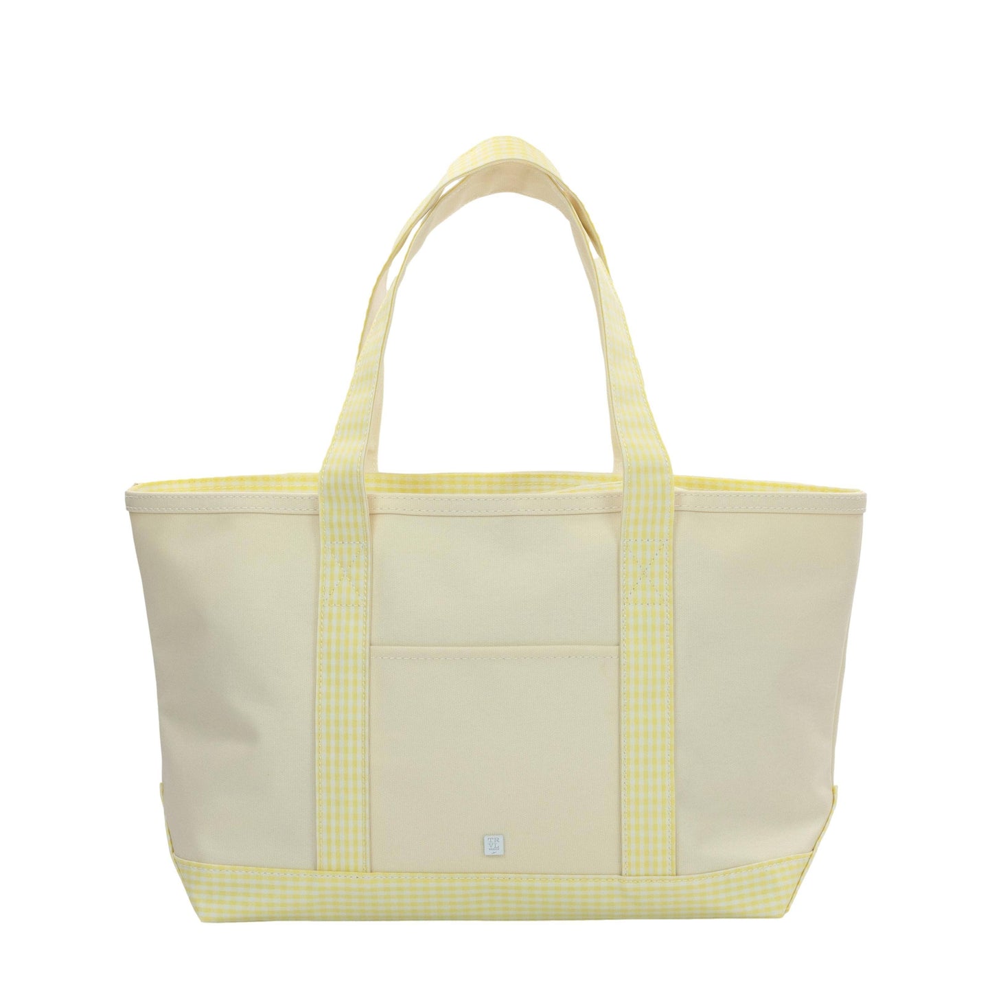 Medium Tote - Coated Canvas Natural w Buttercup Gingham Trim