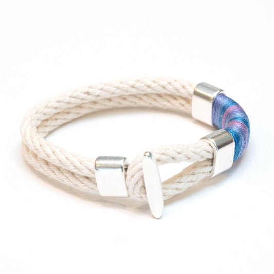 Cambridge -  Ivory/Hydrangea/Silver - Nautical Rope Bracelet