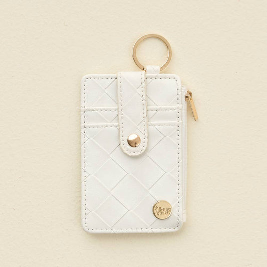 Woven Keychain Wallet-White