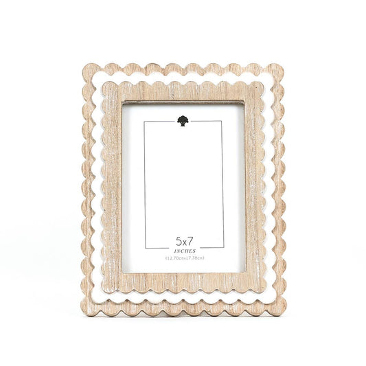 Natural Wood + White Scalloped Frame - 5x7 photo