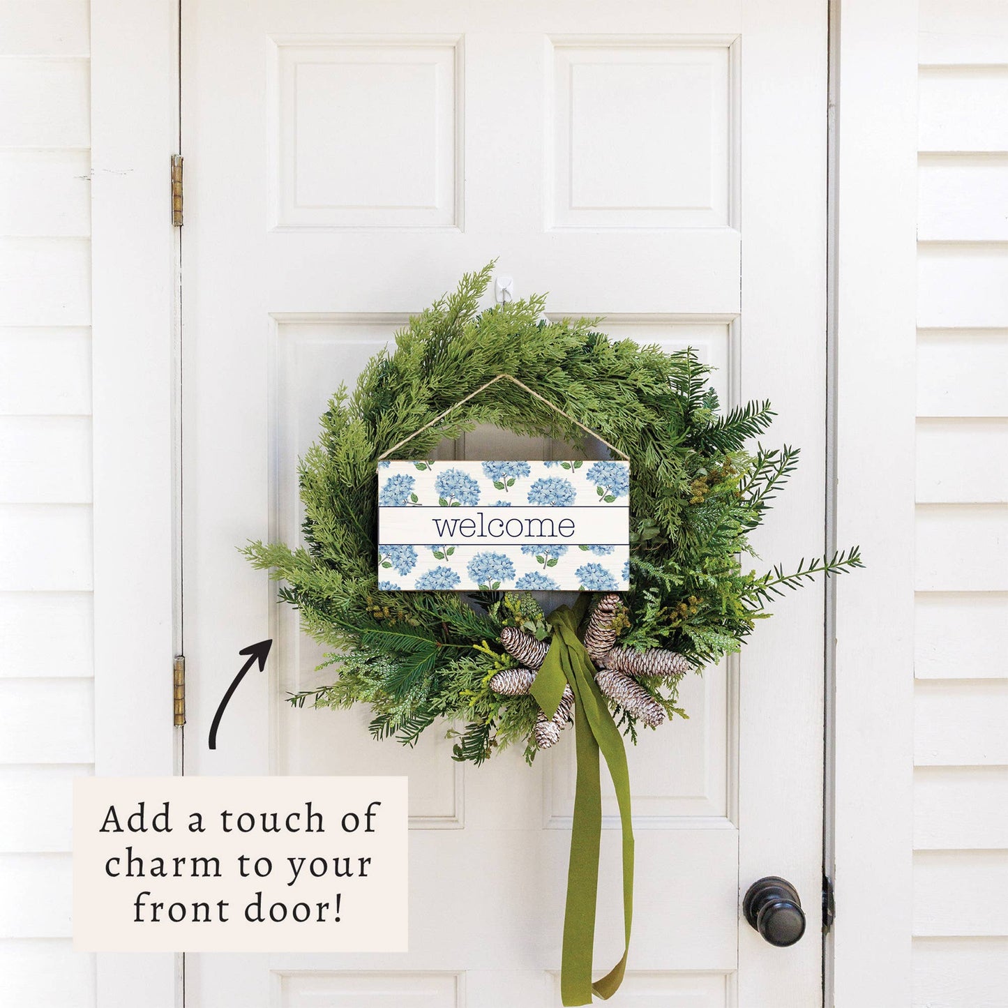 Blooming Hydrangea Twine Welcome Sign