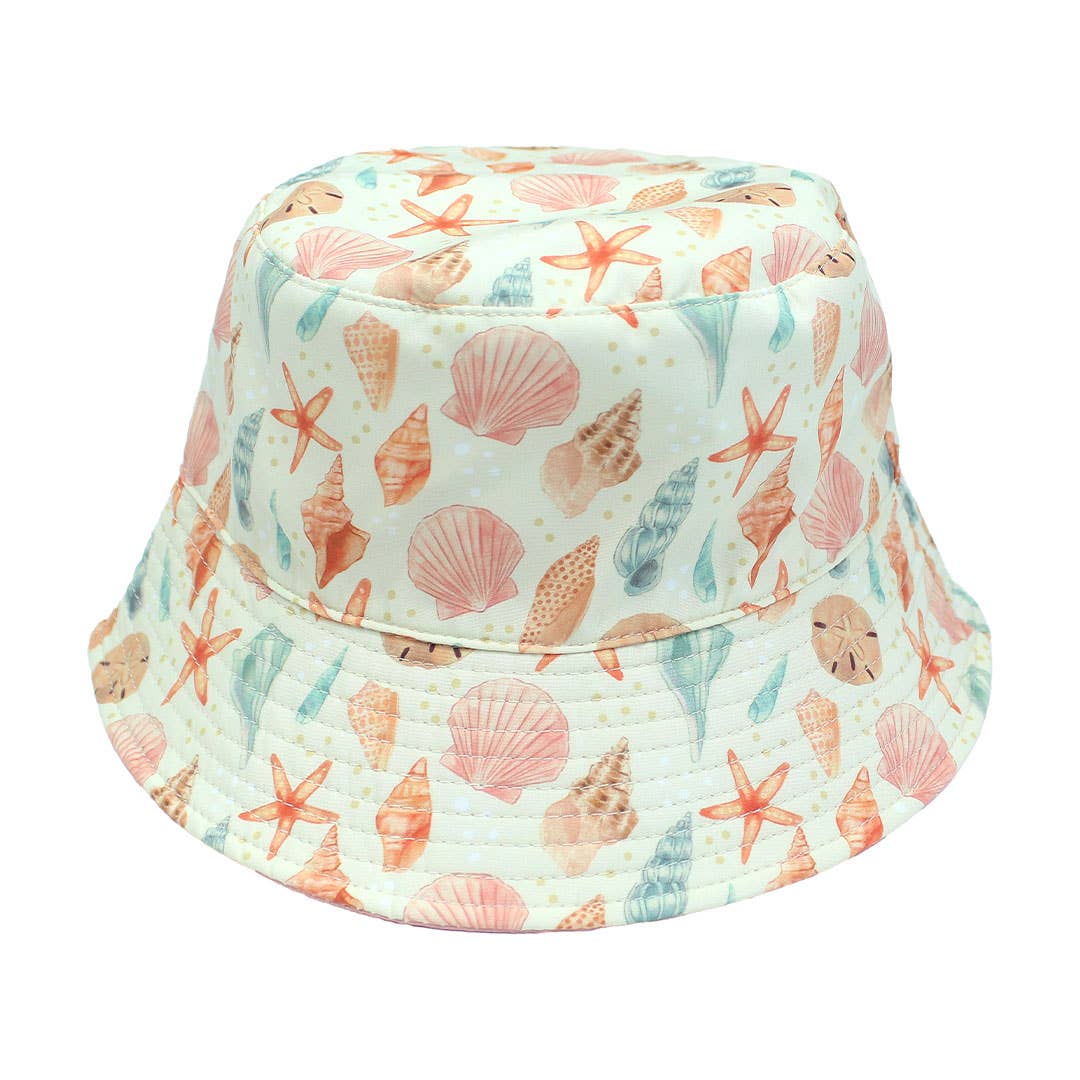 Sandy Seashells Reversible Beach Baby Bucket Hat