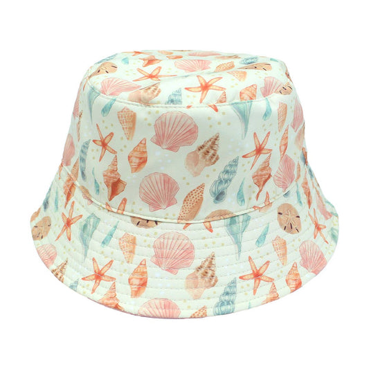Sandy Seashells Reversible Beach Baby Bucket Hat