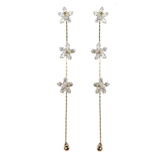 Diamond Daisy Gold Duster Drop Earrings