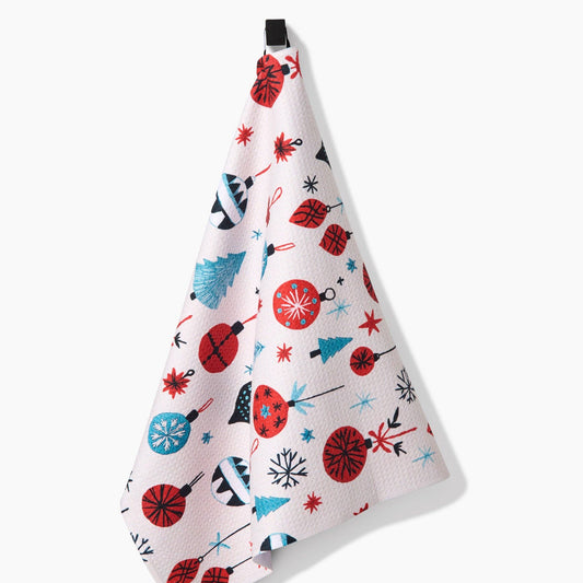 Embroidered Ornaments Tea Towel
