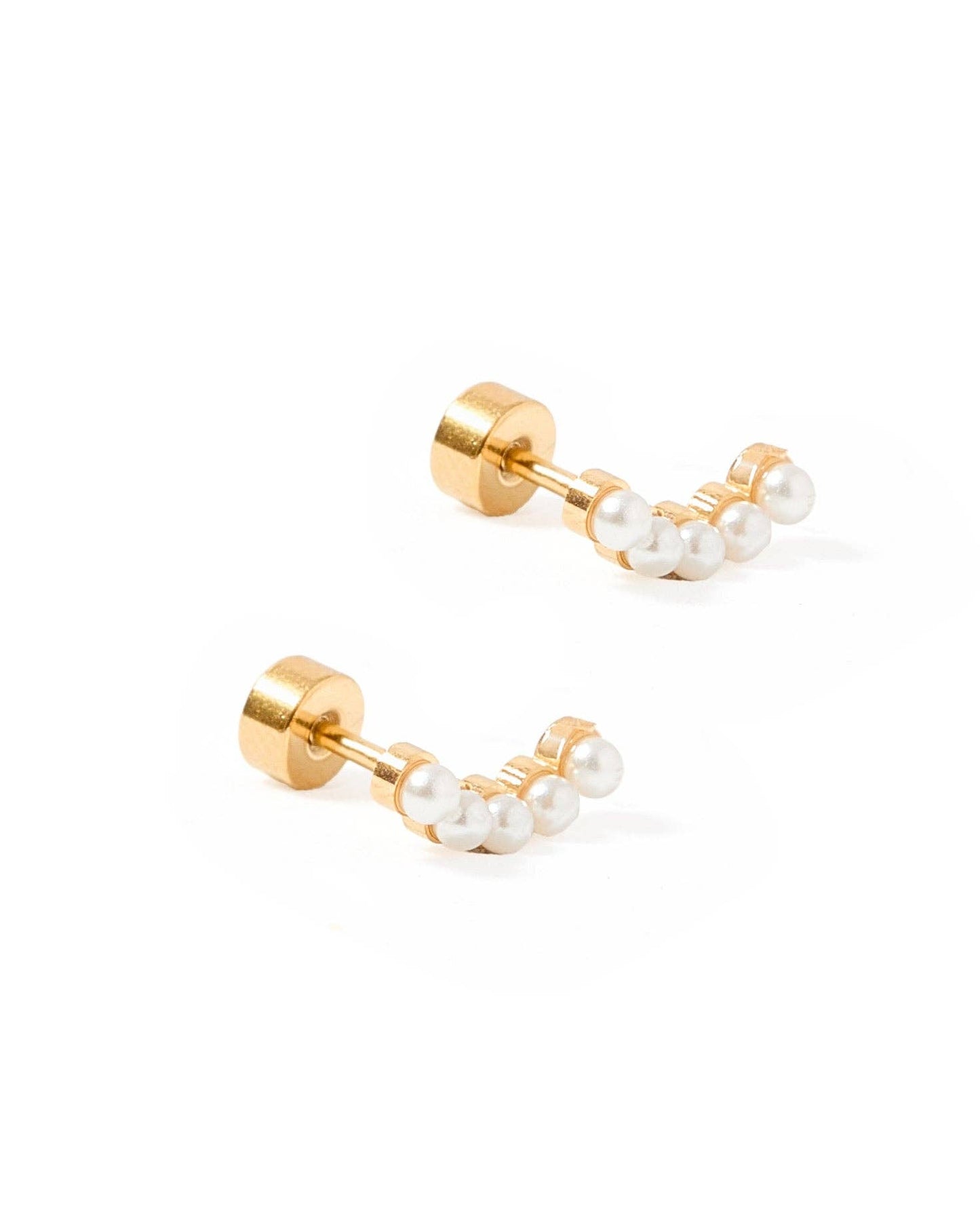 Screwback Stud Earrings - Abigail - Pearl
