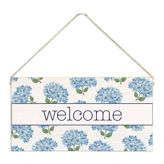 Blooming Hydrangea Twine Welcome Sign