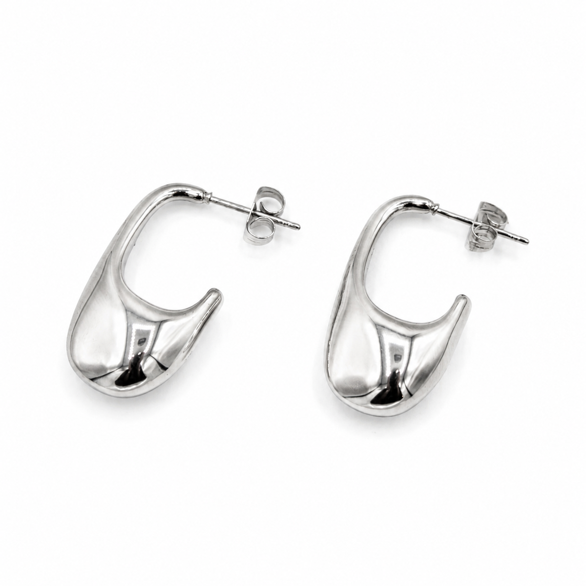 Open Oval Silver Earrings