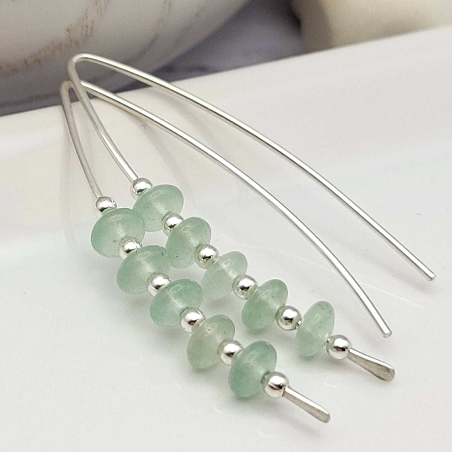 Green Aventurine and Sterling Silver Threaders