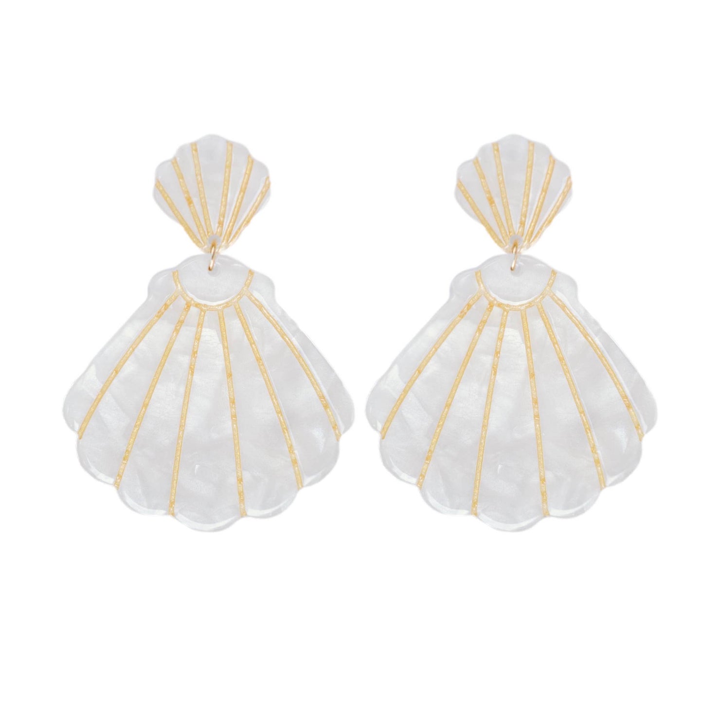 White Tortoise Statement Shell Earrings