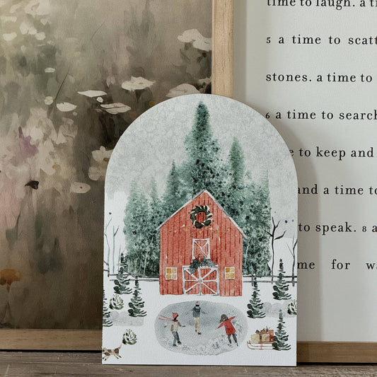 Large Winter Barn Scene, Arch Artwork