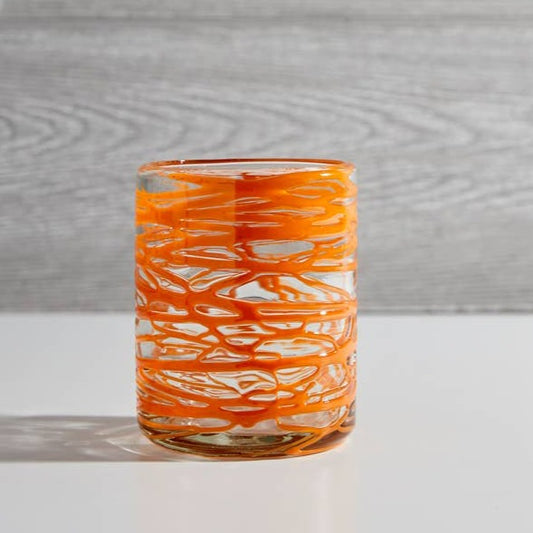 Mexican Handblown Glasses - Orange Swirl