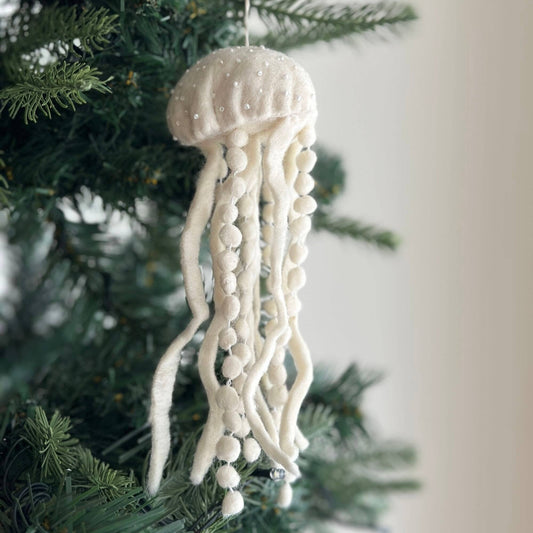 White Jellyfish - Felt Ornament