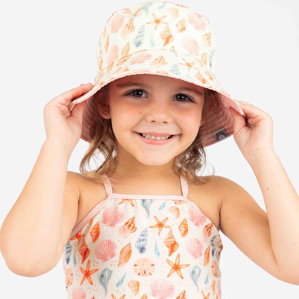 Sandy Seashells Reversible Beach Baby Bucket Hat