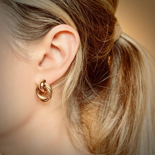 THE PERFECT KNOT STUDS | gold | twisted tube stud earrings
