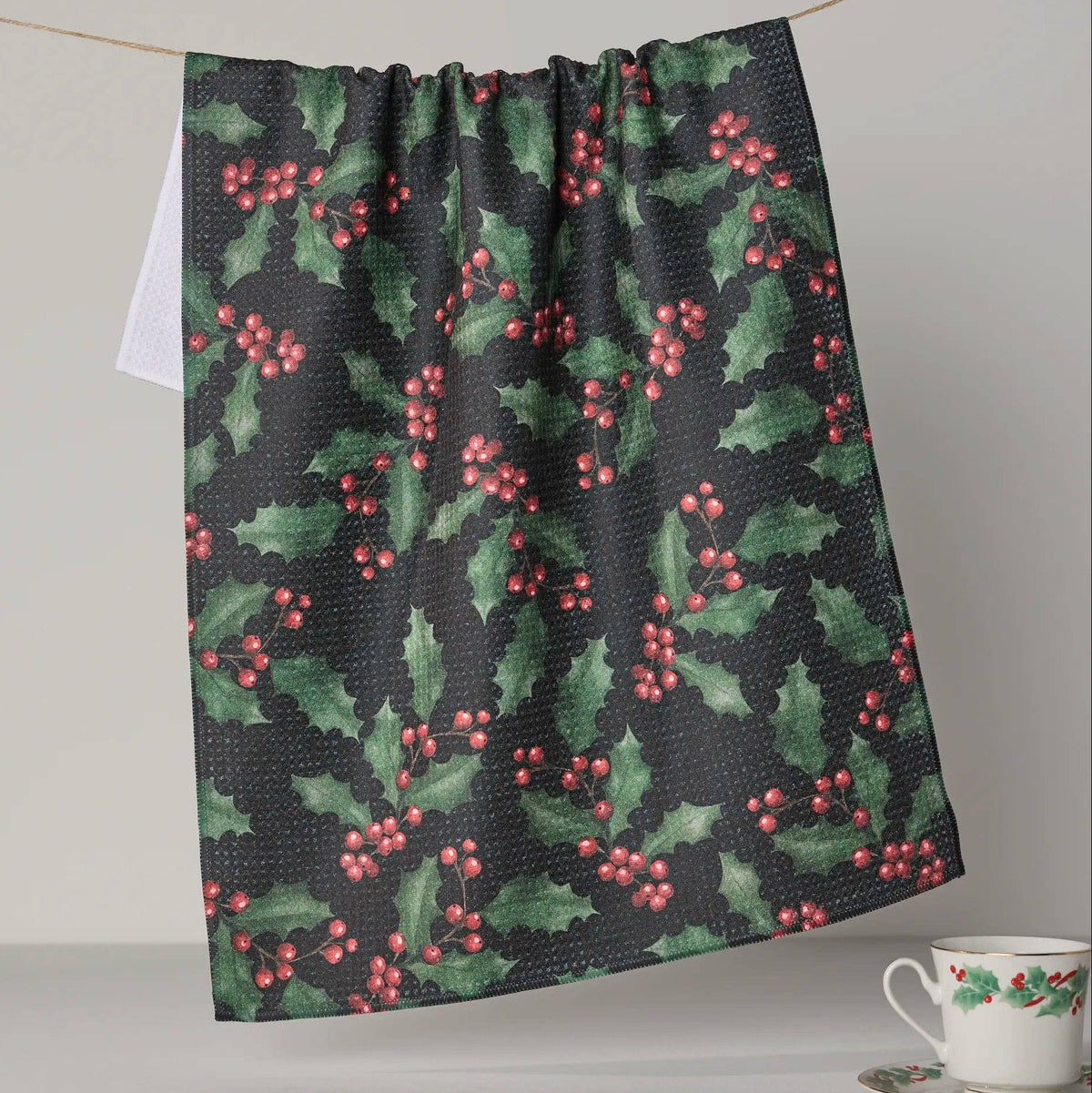 Holly Night Tea Towel