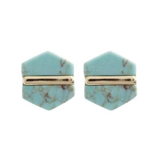 Turquoise Marble Hexagon Studs