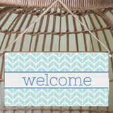 Welcome Herringbone Twine Hanging Sign