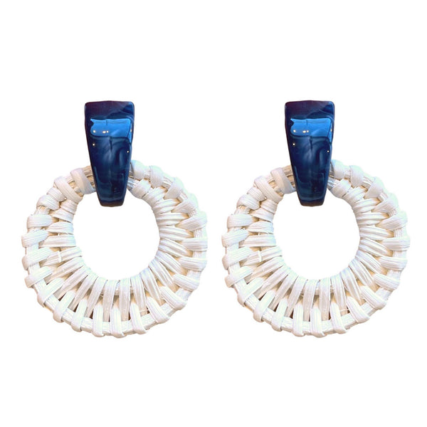 Navy and White Bali Button Studs