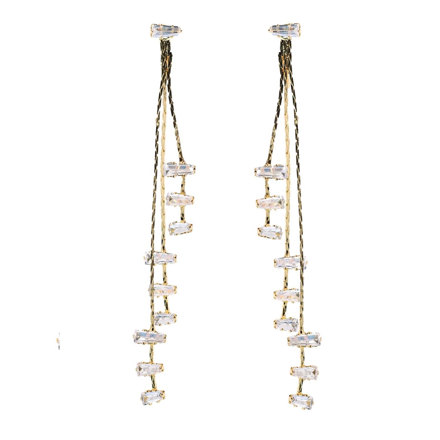 Cascading Diamond Tassel Statement Earrings